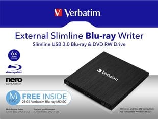 Внешний рекордер Verbatim External Slimline цена и информация | Оптические устройства | pigu.lt