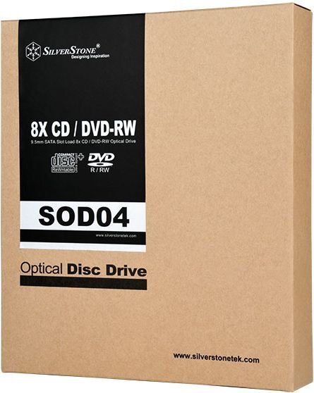 SilverStone DVD-RW Slot-loading Slim Optical SATA Drive (SST-SOD04) kaina ir informacija | Optiniai įrenginiai | pigu.lt