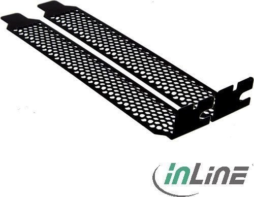 InLine PCI / PCI-E Slot Cover Bracket perforated 2pcs. Set black (66641B) kaina ir informacija | Korpusų priedai | pigu.lt