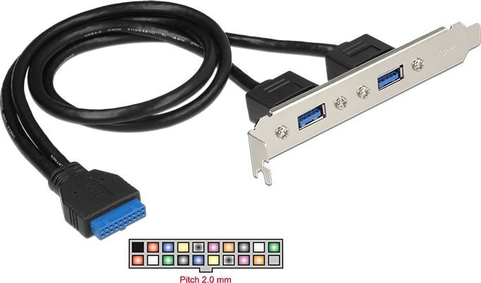 Delock Bracket z 2 portami USB 3.0 (84836) kaina ir informacija | Korpusų priedai | pigu.lt