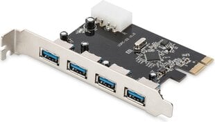 Digitus Expansion card/Controller USB 3.0 PCI Express, 4xUSB 3.0, Chipset: VL805-DS-30221-1 kaina ir informacija | Korpusų priedai | pigu.lt