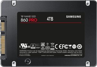 Samsung 860 PRO 4TB SATA3 (MZ-76P4T0B/EU) kaina ir informacija | Vidiniai kietieji diskai (HDD, SSD, Hybrid) | pigu.lt