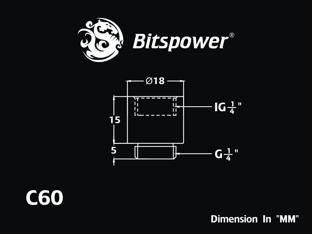 BitsPower G1/4", 15mm Silver (BP-WTP-C60) kaina ir informacija | Aušinimas vandeniu - aksesuarai | pigu.lt