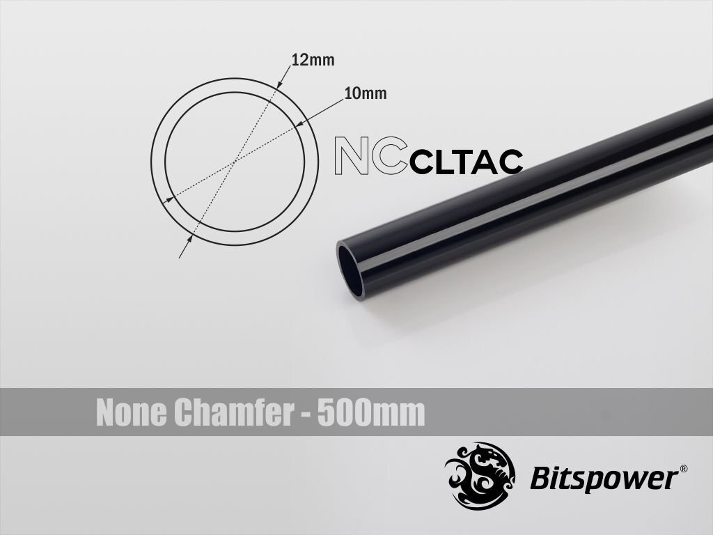 BitsPower Crystal Link Tube 12 / 10mm, 500mm, Black (BP-NCCLT12ACBK-L500) kaina ir informacija | Aušinimas vandeniu - aksesuarai | pigu.lt