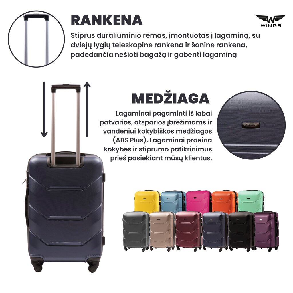 Mažas lagaminas Wings Peacock XS, mėlynas цена и информация | Lagaminai, kelioniniai krepšiai | pigu.lt