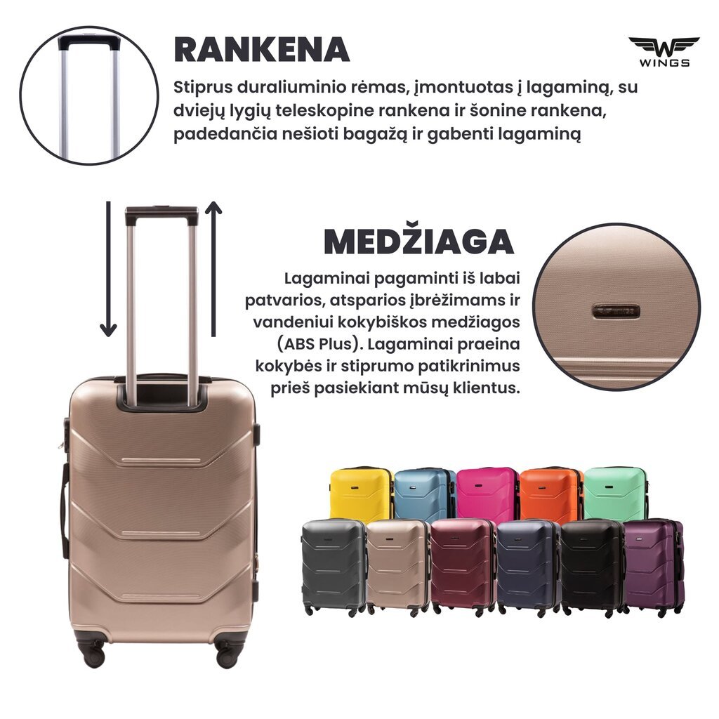 Mažas lagaminas Wings Peacock S, šviesiai rudas цена и информация | Lagaminai, kelioniniai krepšiai | pigu.lt