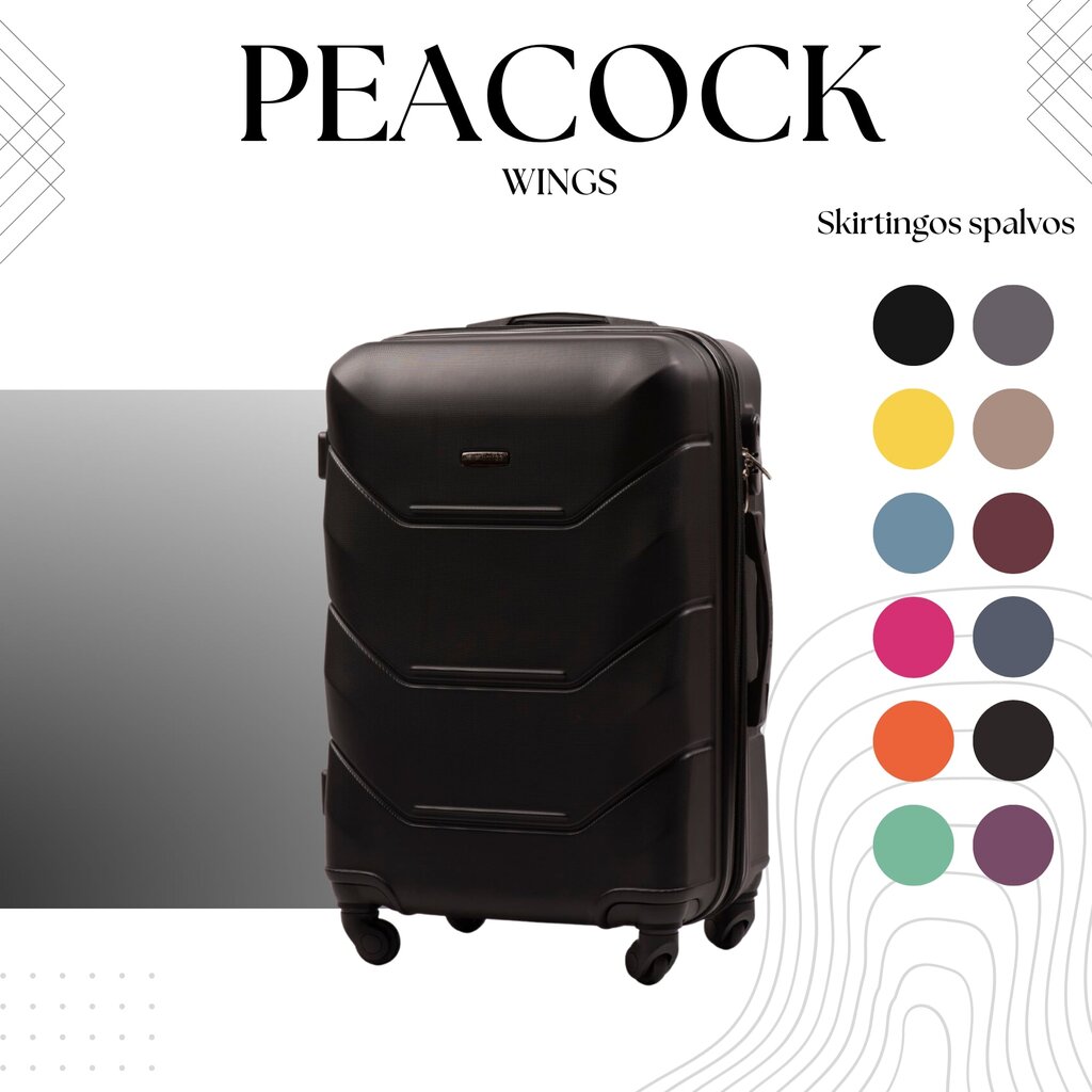 Vidutinis lagaminas Wings Peacock M, juodas цена и информация | Lagaminai, kelioniniai krepšiai | pigu.lt