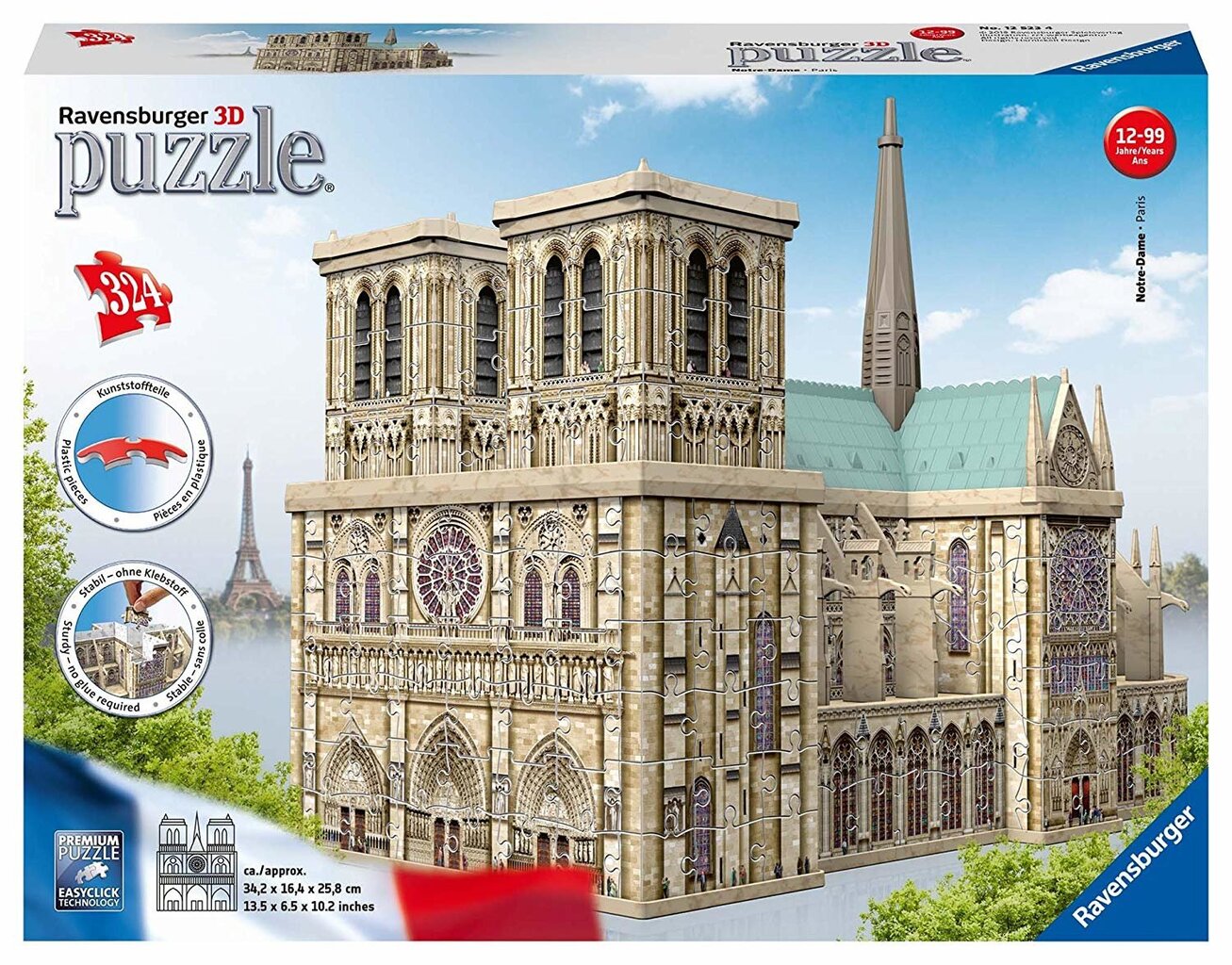 3D dėlionė Paryžiaus katedra Ravensburger, 12523, 324 d. цена и информация | Dėlionės (puzzle) | pigu.lt