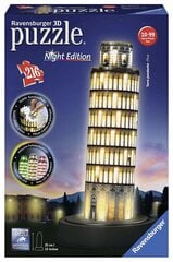 3D šviečianti LED dėlionė Pizos bokštas, naktinis Ravensburger, 12515, 216 d. kaina ir informacija | Dėlionės (puzzle) | pigu.lt