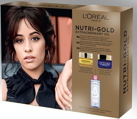 Rinkinys L'oreal Paris Nutri Gold moterims: dieninis kremas 50 ml + naktinis kremas-kaukė 50 ml + micelinis vanduo 400 ml kaina ir informacija | Veido kremai | pigu.lt