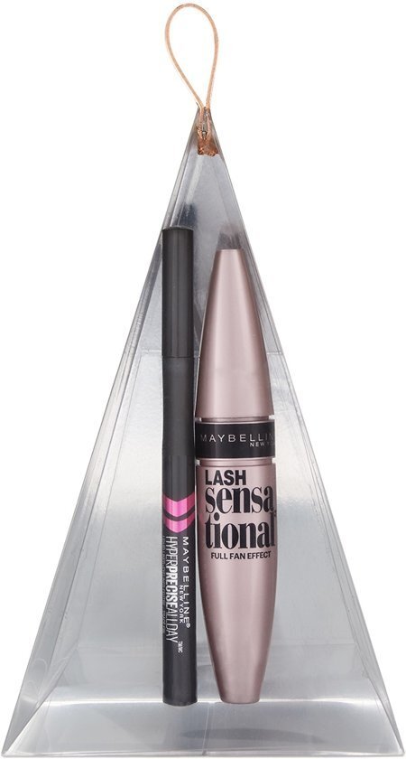 Kosmetikos rinkinys Maybelline: blakstienų tušas Lash Sensational Intense Black 9.5 ml + akių kontūro pieštukas Hyper Precise 1 ml kaina ir informacija | Akių šešėliai, pieštukai, blakstienų tušai, serumai | pigu.lt