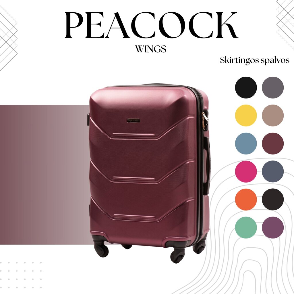 Didelis lagaminas Wings Peacock L, tamsiai raudonas kaina ir informacija | Lagaminai, kelioniniai krepšiai | pigu.lt