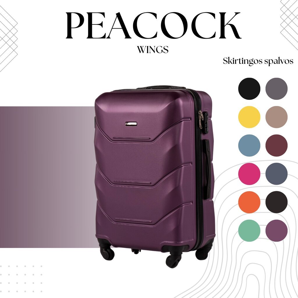 Didelis lagaminas Wings Peacock L, tamsiai violetinis цена и информация | Lagaminai, kelioniniai krepšiai | pigu.lt