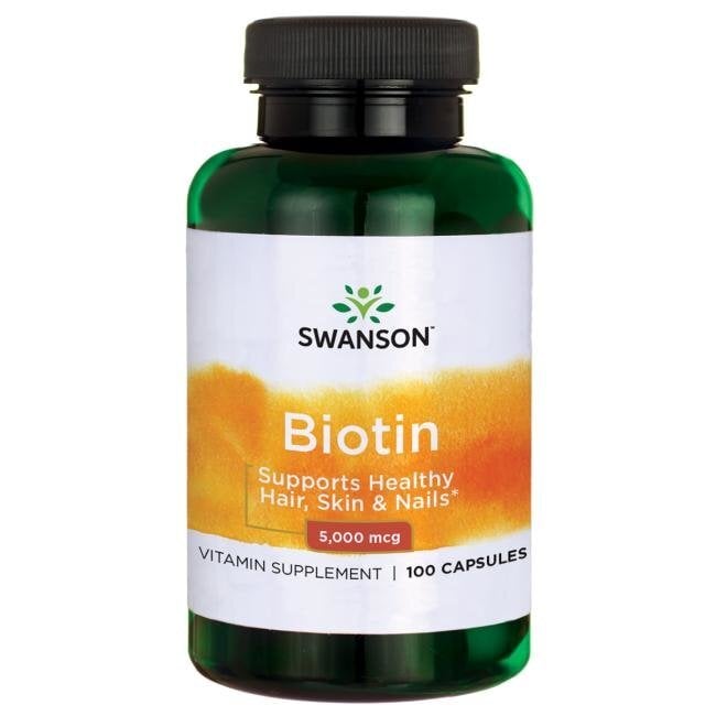 Maisto papildas Swanson Biotinas 5000 mcg, 100 kapsulių kaina ir informacija | Vitaminai, maisto papildai, preparatai grožiui | pigu.lt