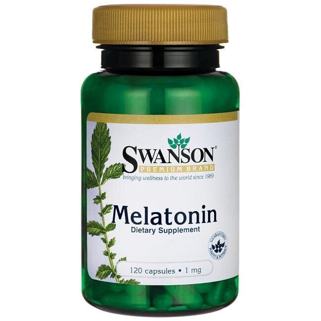 Maisto papildas Swanson Melatoninas, 1 mg, 120 kapsulių цена и информация | Vitaminai, maisto papildai, preparatai gerai savijautai | pigu.lt