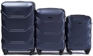 3 lagaminų komplektas Wings 147-3, tamsiai mėlynas kaina ir informacija | Lagaminai, kelioniniai krepšiai | pigu.lt