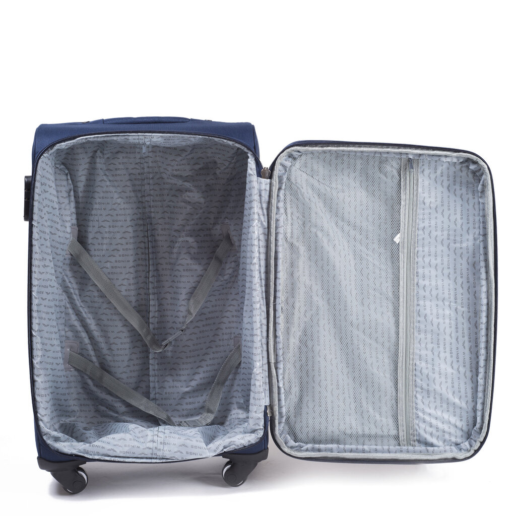 Vidutinis lagaminas Wings Buzzard, 64 cm, 2 ratukų, pilkas kaina ir informacija | Lagaminai, kelioniniai krepšiai | pigu.lt