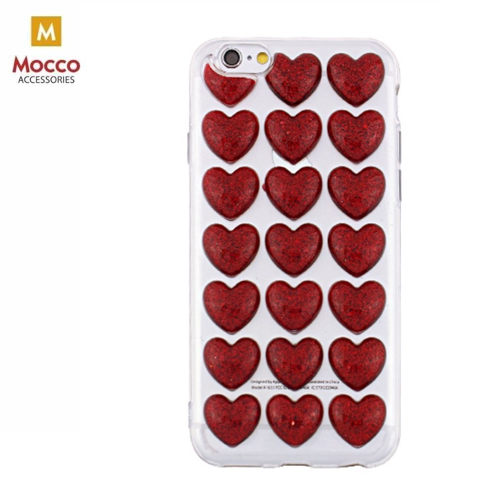 Mocco Trendy Heart Silicone Back Case for Apple iPhone 6 Plus / 6S Plus Red цена и информация | Telefono dėklai | pigu.lt