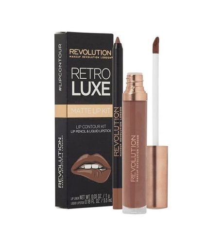 Rinkinys Makeup Revolution Retro Luxe Kits Matte Glory: lūpų dažai + lūpų pieštukas kaina ir informacija | Lūpų dažai, blizgiai, balzamai, vazelinai | pigu.lt