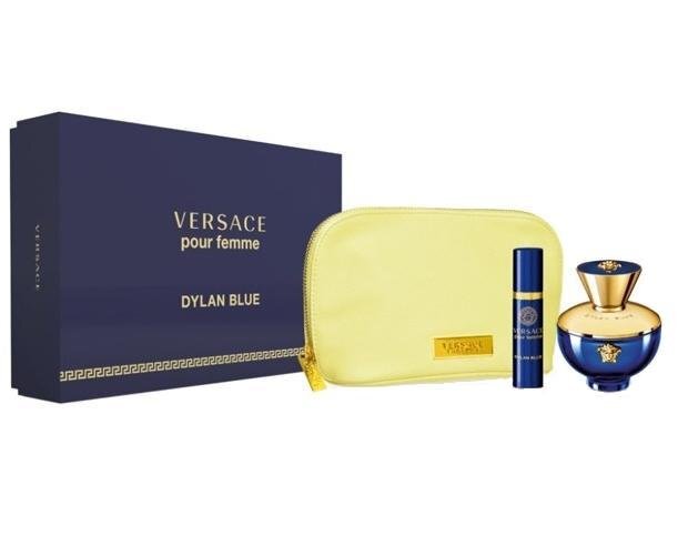 Rinkinys Versace Dylan Blue pour Femme: kvapusis vanduo EDP moterims 100 ml + kvapusis vanduo EDP moterims 10 ml + kosmetinė kaina ir informacija | Kvepalai moterims | pigu.lt