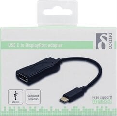 Deltaco USBC-DP, USB-C, 0.1 m цена и информация | Адаптеры, USB-разветвители | pigu.lt