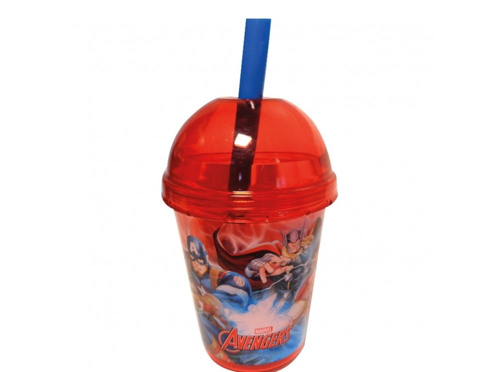 Disney vaikiška gertuvė su šiaudeliu Avengers Smoothie, 415 ml kaina ir informacija | Taurės, puodeliai, ąsočiai | pigu.lt