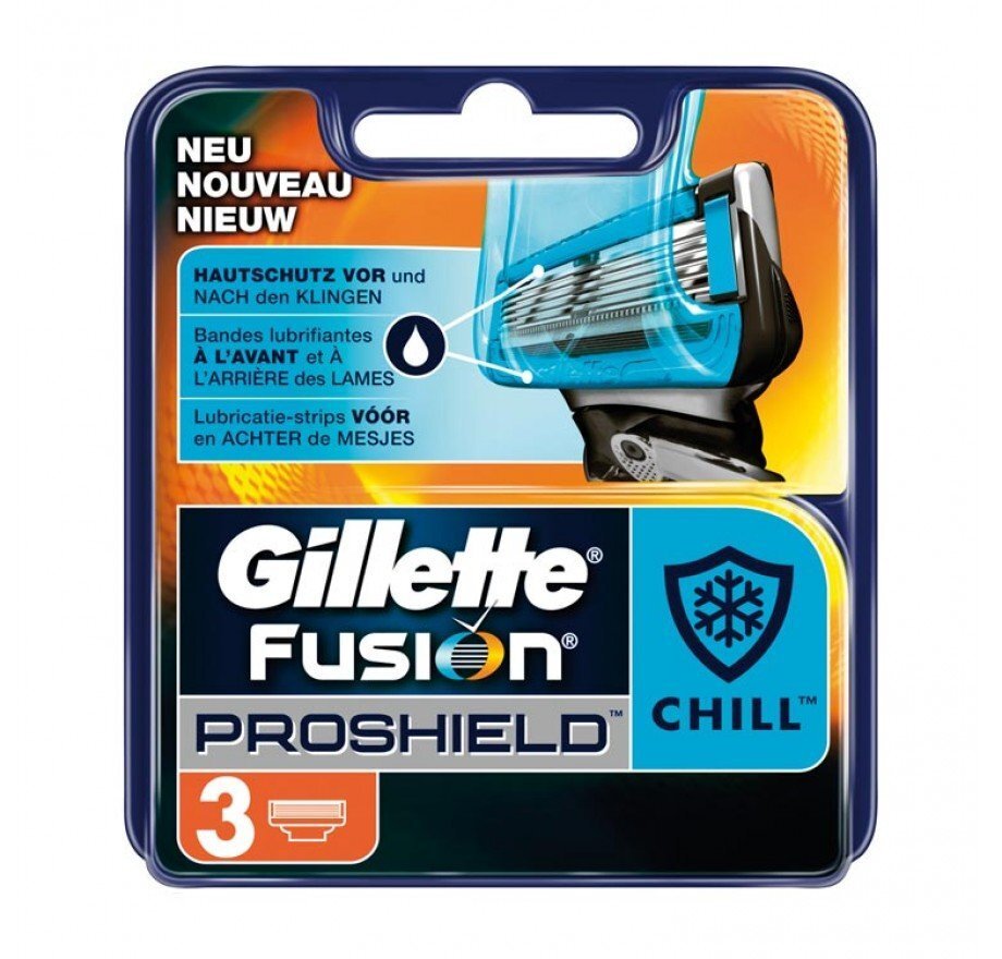 Skustuvo galvutės Gillette Fusion Proshield Chill 3 vnt. kaina ir informacija | Skutimosi priemonės ir kosmetika | pigu.lt