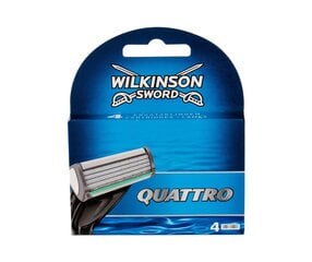 Головки для бритья Wilkinson Sword Quattro для мужчин 4 шт. цена и информация | Косметика и средства для бритья | pigu.lt