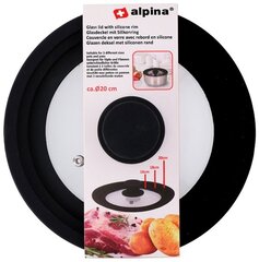 Alpina stiklinis dangtis keptuvei 20 cm kaina ir informacija | Keptuvės | pigu.lt