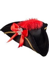 Piratės skrybėlė, juoda/raudona kaina ir informacija | Karnavaliniai kostiumai | pigu.lt