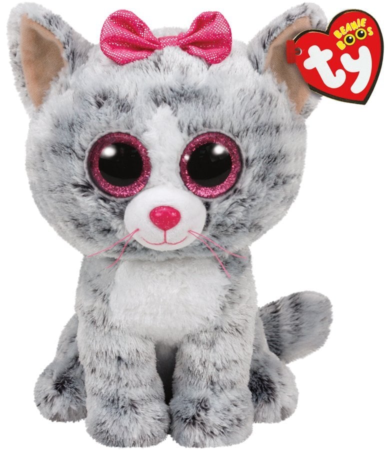 Pliušinis žaislas TY Beanie Boos KIKI pilka katytė, 40 cm, 36838 kaina ir informacija | Minkšti (pliušiniai) žaislai | pigu.lt