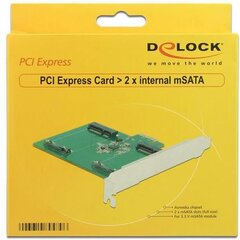 Delock 2x mSATA, PCIe (89479) kaina ir informacija | Valdikliai | pigu.lt