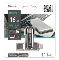 Platinet PMFL163A iDrive 16GB USB 3.0 + Lightning Flash Memory Silver kaina ir informacija | USB laikmenos | pigu.lt