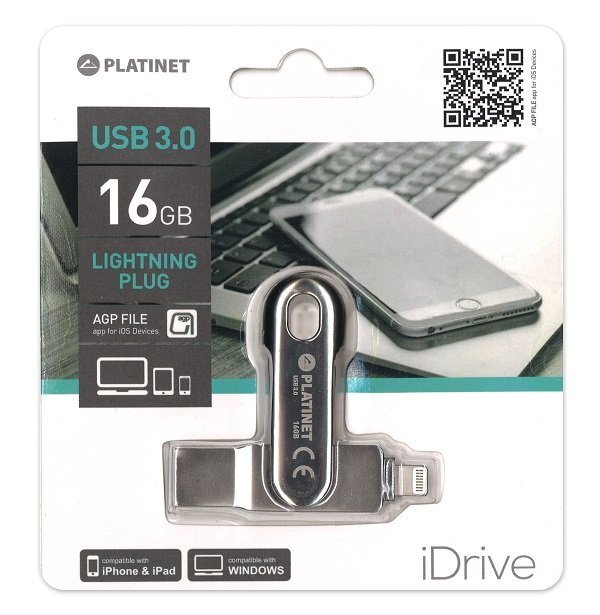 Platinet PMFL163A iDrive 16GB USB 3.0 + Lightning Flash Memory Silver цена и информация | USB laikmenos | pigu.lt