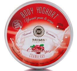 Увлажняющий йогурт для тела CRANBERRY Saules Fabrika, 200 г цена и информация | Кремы, лосьоны для тела | pigu.lt