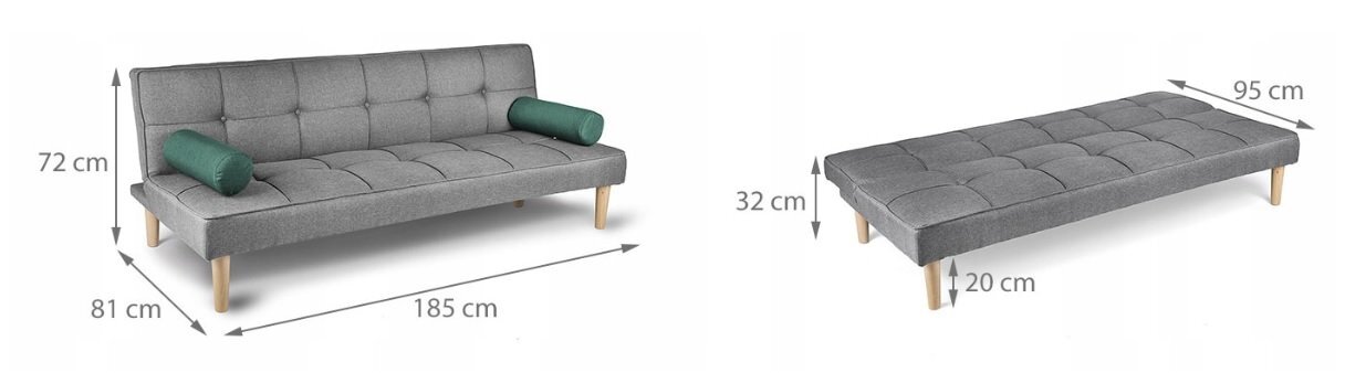 Sofa Floby Plus, pilka цена и информация | Sofos | pigu.lt