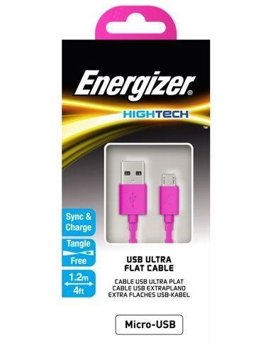 Energizer Hightech Ultra Flat Micro-USB laidas, Rožinis kaina ir informacija | Laidai telefonams | pigu.lt