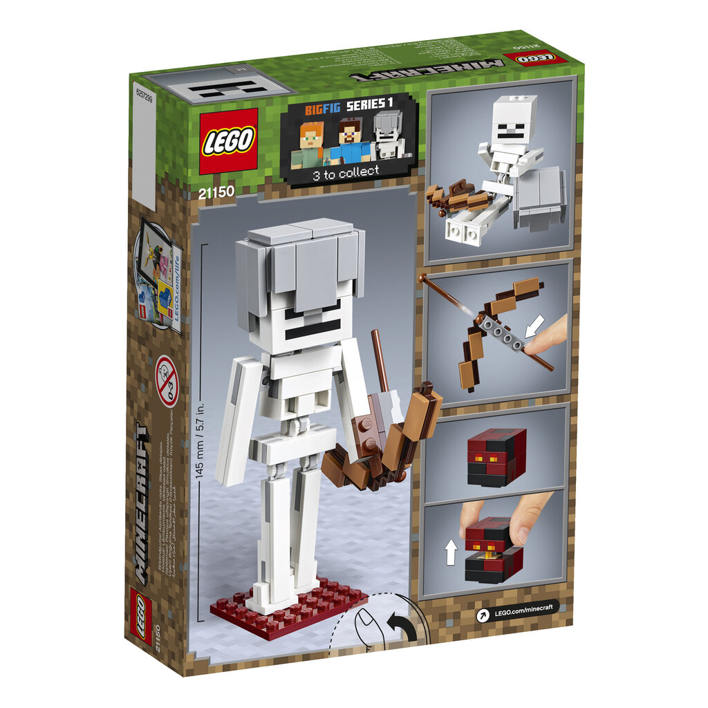 21150 LEGO® Minecraft Skeletas su lavos kubu kaina ir informacija | Konstruktoriai ir kaladėlės | pigu.lt