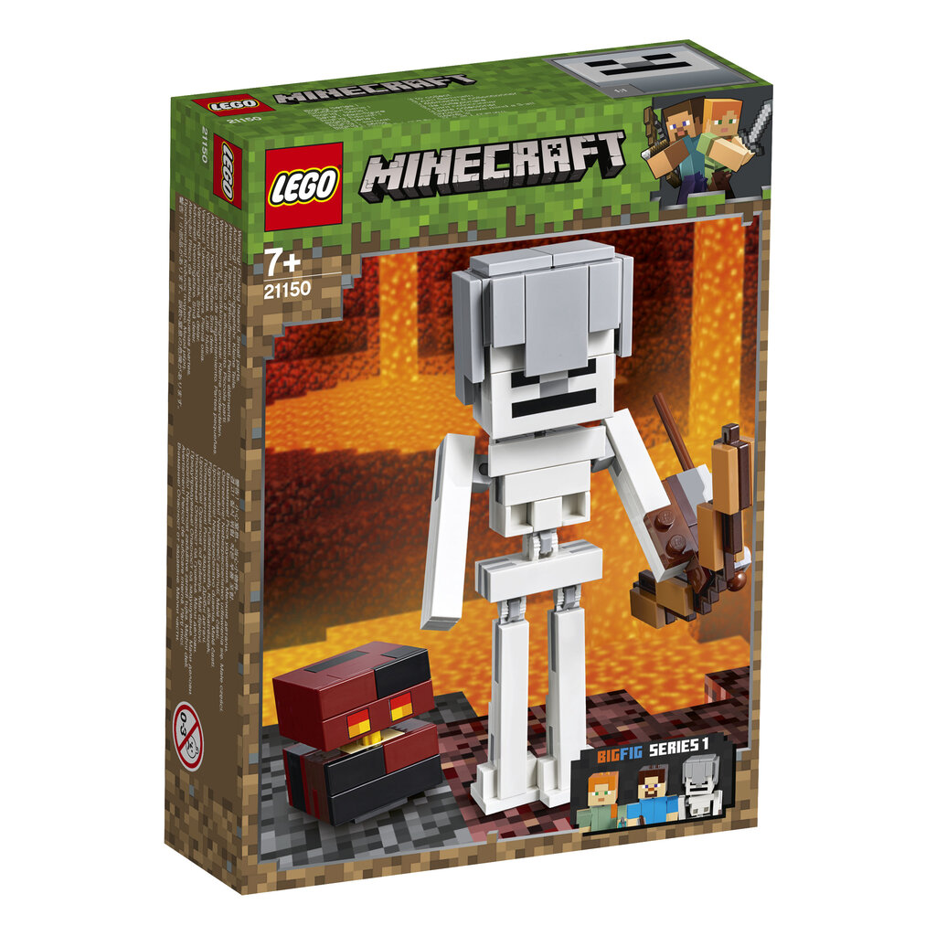 21150 LEGO® Minecraft Skeletas su lavos kubu kaina ir informacija | Konstruktoriai ir kaladėlės | pigu.lt