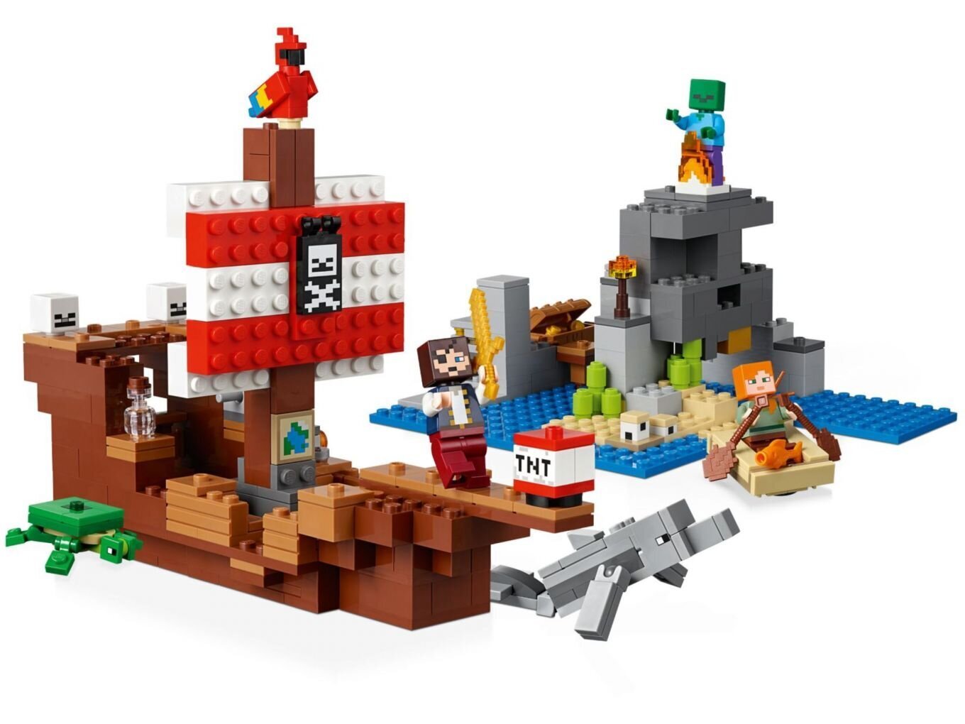 21152 LEGO® Minecraft Piratų laivo nuotykiai цена и информация | Konstruktoriai ir kaladėlės | pigu.lt