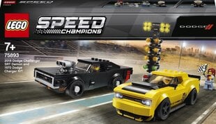75893 LEGO® Speed Champions 2018 Dodge Challenger SRT Demon ir 1970 Dodge Charger R/T kaina ir informacija | Konstruktoriai ir kaladėlės | pigu.lt