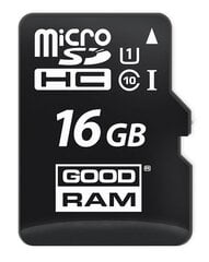 Goodram MicroSD 16GB Class 10/UHS 1 + Adapter SD kaina ir informacija | Goodram Duomenų laikmenos | pigu.lt