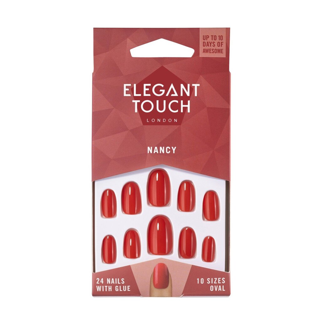 Dirbtiniai nagai Elegant Touch Polish Nails Nancy, Ovalūs, raudoni kaina ir informacija | Manikiūro, pedikiūro priemonės | pigu.lt