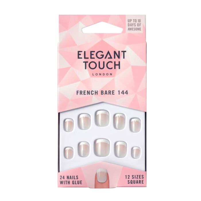 Dirbtiniai nagai Elegant Touch Natural French Bare 144 XS, 24 vnt. kaina ir informacija | Manikiūro, pedikiūro priemonės | pigu.lt