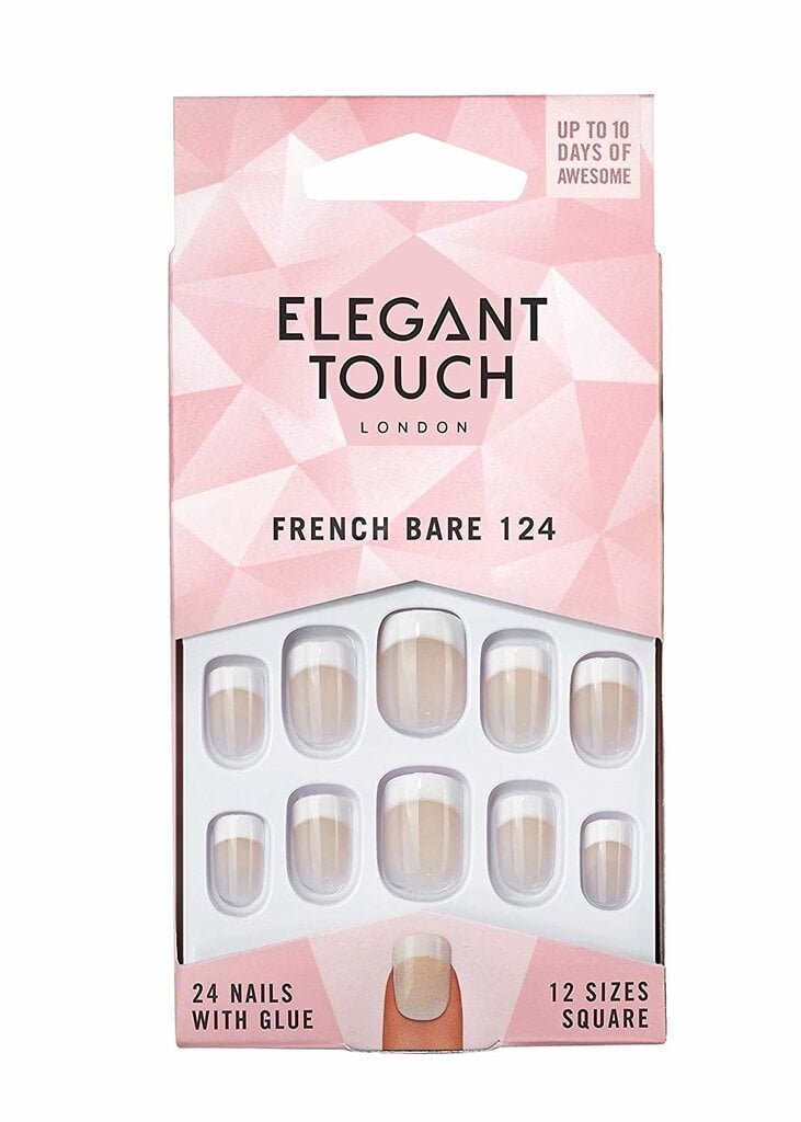 Dirbtiniai nagai Elegant Touch, Prancūziškas minikiūras, skaidrus 124, S kaina ir informacija | Manikiūro, pedikiūro priemonės | pigu.lt
