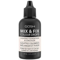 Atspalvį suteikianti makiažo priemonė Gosh Mix & Fix Colour Drops, 001 Light, 30 ml kaina ir informacija | Makiažo pagrindai, pudros | pigu.lt