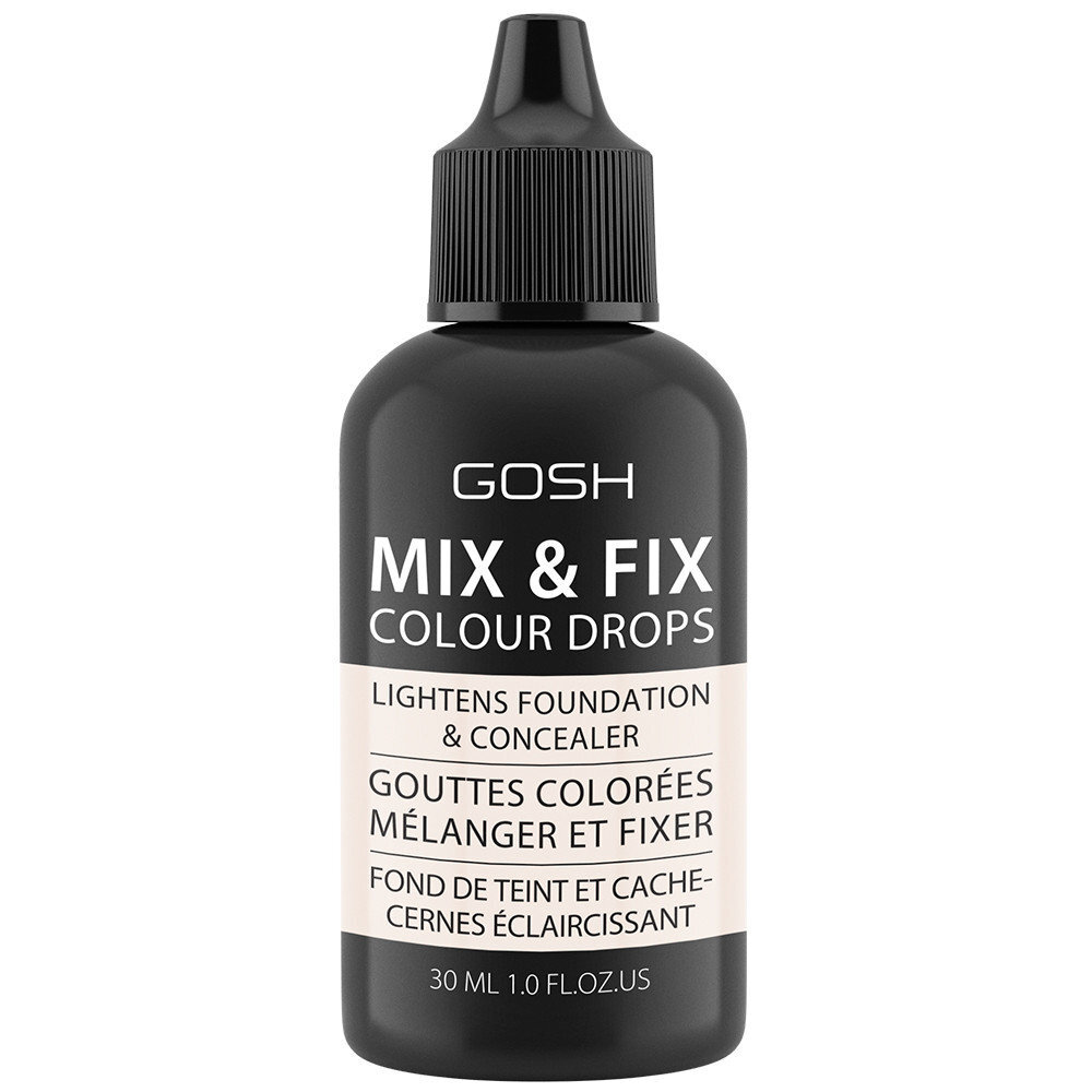 Atspalvį suteikianti makiažo priemonė Gosh Mix & Fix Colour Drops, 001 Light, 30 ml kaina ir informacija | Makiažo pagrindai, pudros | pigu.lt