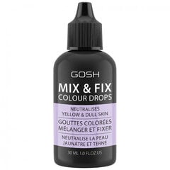 Atspalvį suteikianti makiažo priemonė mažinanti gelsvą bei papilkėjusį veido atspalvį Gosh Mix & Fix Colour Drops, 003 Purple, 30 ml цена и информация | Пудры, базы под макияж | pigu.lt