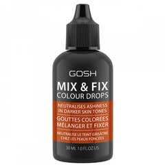 Atspalvį suteikianti makiažo priemonė neutralizuojanti tamses dėmes Gosh Mix & Fix Colour Drops, 005 Masala, 30 ml цена и информация | Пудры, базы под макияж | pigu.lt