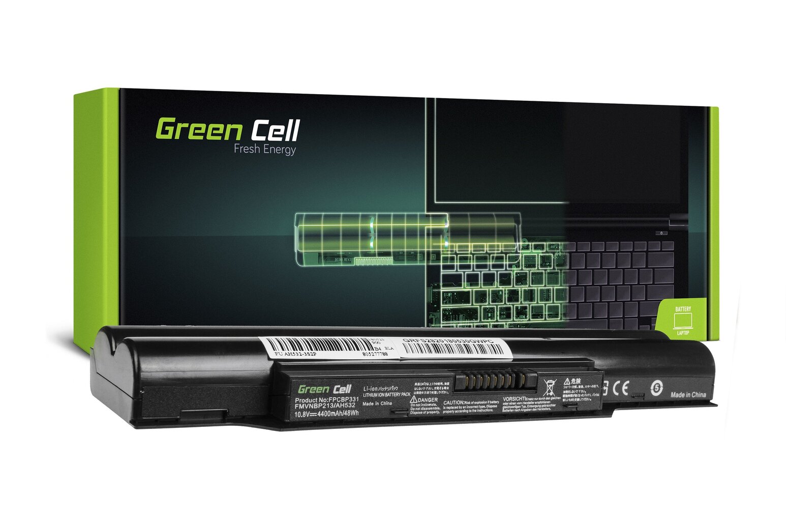 Green Cell Laptop Battery FPCBP331 FMVNBP213 Fujitsu Lifebook A532 AH532 kaina ir informacija | Akumuliatoriai nešiojamiems kompiuteriams | pigu.lt